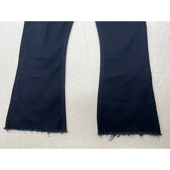 Rag & Bone 10 In Crop Flare DUNE Dark Wash Raw Hem Clean Girl sz 28 Made in USA - Picture 9 of 12